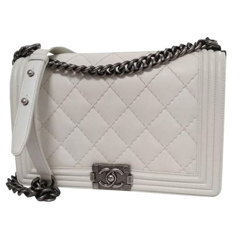 chanel white boy bag